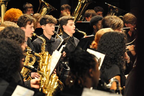 Students performing at the 2023-2024 All County Band Concert